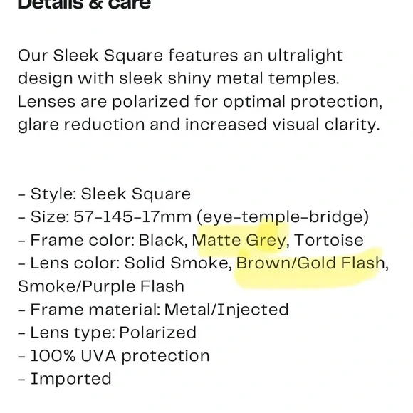 Cole Haan 57mm Polarized Sleek Square Matte Grey and Gold Women's Sunglasses - Picture 13 of 13